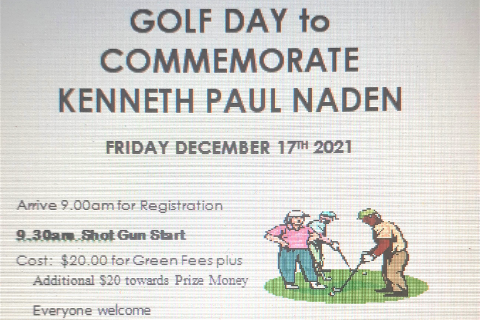 Golf Day to Commemorate Kenneth Paul Naden